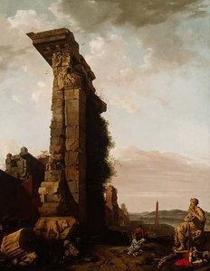 Capriccio uitzicht op een mediterrane haven, 17e eeuw